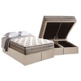 Cama Box Baú Queen: Colchão Molas Masterpocket Ensacadas Herval Maxspring Moskow + Base Crc Suede Clean (158x198)