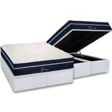Cama Box Baú Queen: Colchão Molas Masterpocket Ensacadas Polar Garnet + Base Crc Courano White (158x198)