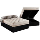 Cama Box Baú Queen: Colchão Molas Masterpocket Ensacadas Herval Maxspring Scotland + Base Crc Suede Black (158x198)