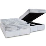 Cama Box Baú Queen: Colchão Molas Superpocket Ensacadas Ortobom Freedom Visco + Base Crc Suede White (158x198)
