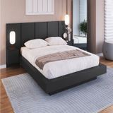 Cama Casal Queen Suspensa, Cabeceira E Mesas De Apoio 140/160 Zurique Grafite