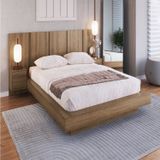 Cama Casal Queen Suspensa, Cabeceira E Mesas De Apoio 140/160 Zurique Mel
