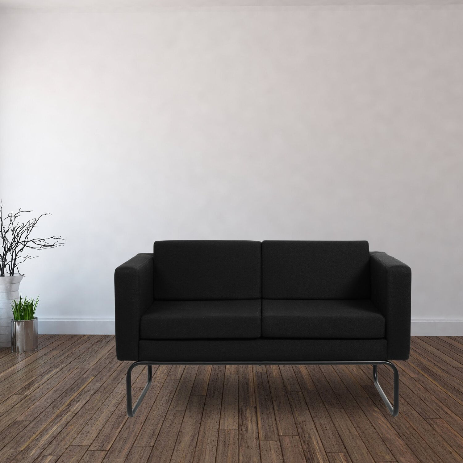 Sofá Fixo 2 Lugares Para Sala De Estar - Dallas Preto