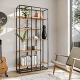 Estante De Aço E Madeira Lisse 2 Para Sala De Estar Freijó/preto