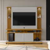 Estante Home York Com Led E Prateleiras De Vidro Tradicional Moderno Naturalle/off White
