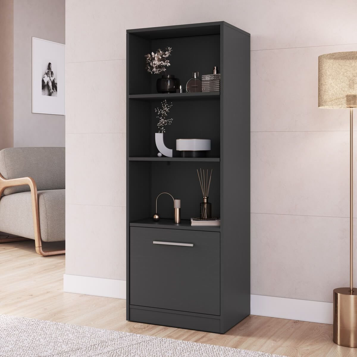 Estante Com Compartimento Oculto Lock Grafite