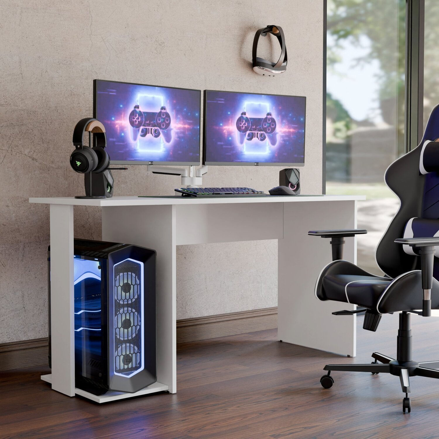 Mesa Gamer Escrivaninha Para Computador Pc Notebook Estudo E Trabalho Branco