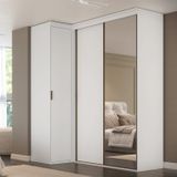 Guarda-roupa De Canto Porta De Correr Com Espelho 3 Portas Spacios Branco
