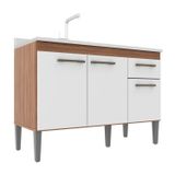 Balcão De Pia 120cm Realeza 3 Portas E 1 Gaveta Branco