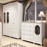 Quarto Infantil Com Guarda-roupas E Cômoda Com Janelas 100% Mdf Maya Provençal Espresso Móveis Branco Brilho