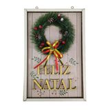 Quadro Decorativo Natalino Guirlanda Feliz Natal Parede Porta Com Bolinhas Decoraçao Advento Loja Casa Sala Quarto Hall