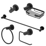 Kit Acessórios Banheiro Completo Inox Preto/black 5 Peças
