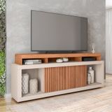 Rack Para Tv Até 75 Polegadas Frisos Decorativos Valença Freijó/off White