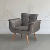 Poltrona Para Sala De Estar Opala 83x78 Cm Cinza
