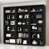 Kit 3 Estantes Para Livros 5 Prateleiras 188cmx181,5cm Office Preto
