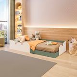 Cama Infantil Montessoriana Solteiro Cloud Branco/verde Bellagio