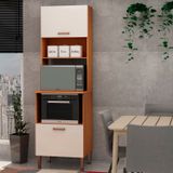 Armário Para Cozinha Torre Forno E Microondas 100% Mdf Freijó/branco