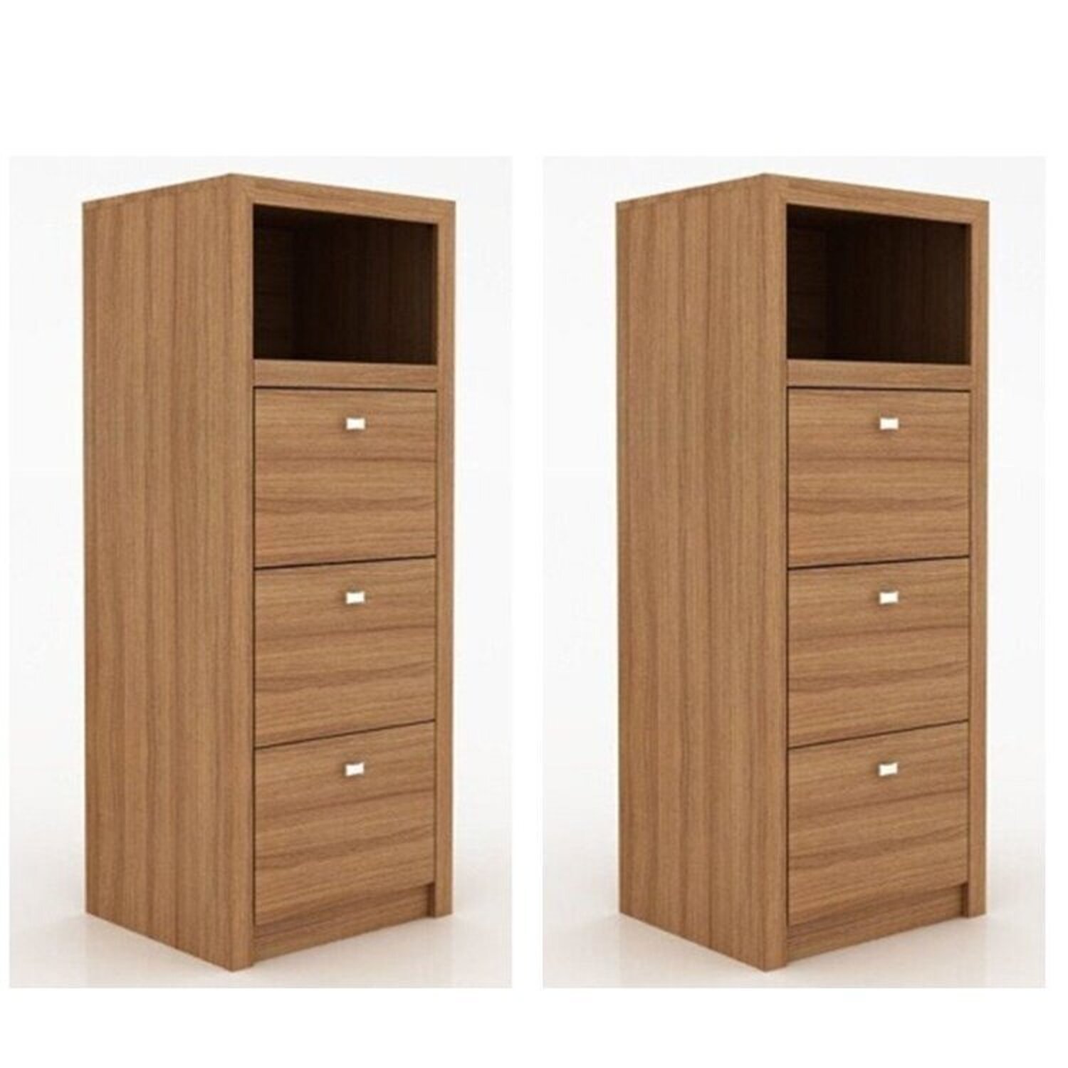 Kit 2 Gaveteiros 3 Gavetas Para Pasta Suspensa Me4118 Marrom