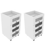Kit 2 Gaveteiros Carrinho De Maquiagem 4 Gavetas Pe2009 Branco