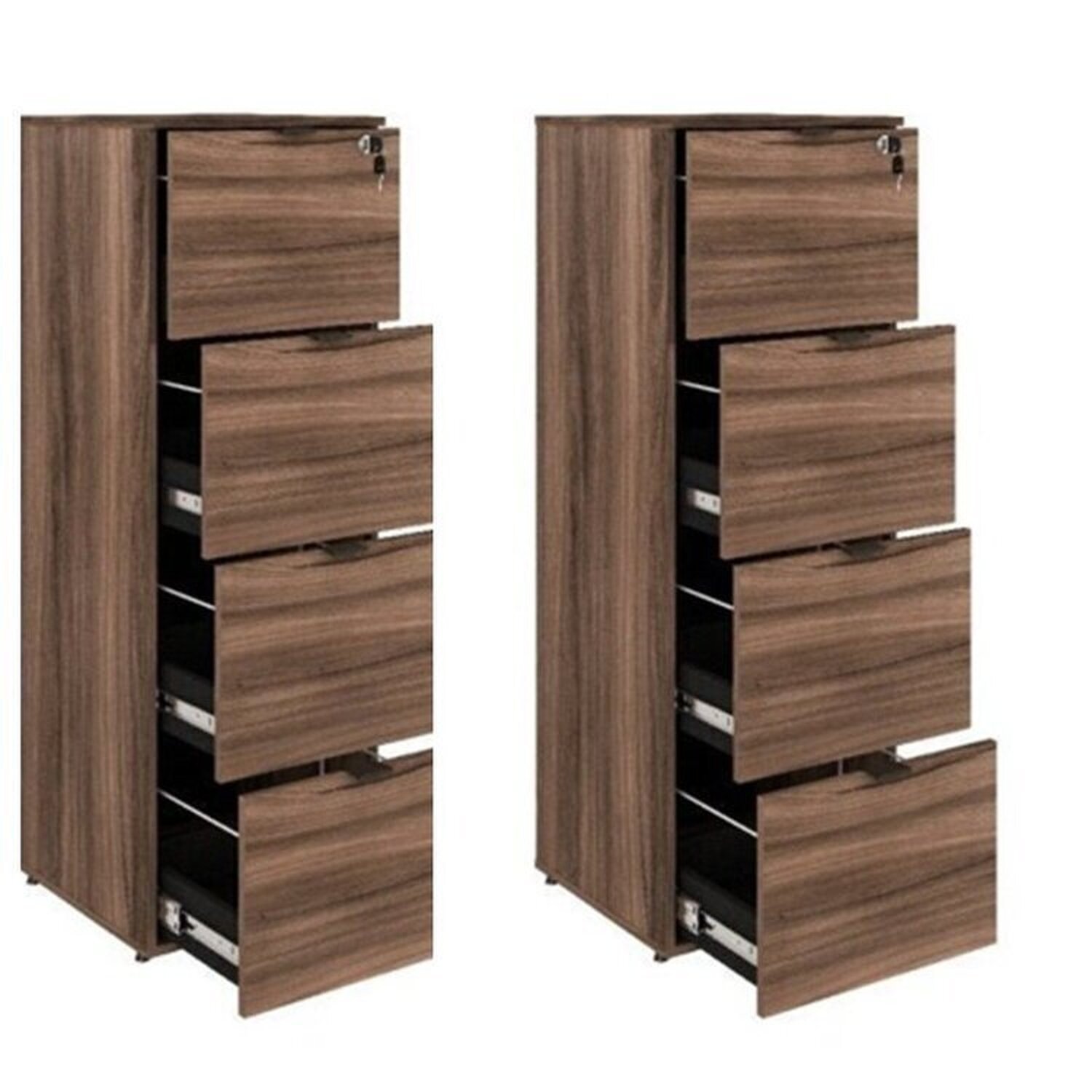 Kit 2 Gaveteiros Arquivo 4 Gavetas Para Pastas Suspensas Kuadra Espresso Móveis Marrom