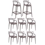 KIT - 6 x cadeiras + 2 x banquetas altas Masters Allegra - Fendi