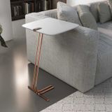 Mesa De Apoio Para Sofá Com Base Em Metal Branco