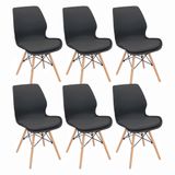 Kit 6 Cadeiras Charles Eames Rubi Sili Eiffel - Preto