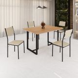 Conjunto Sala De Jantar Mesa 120x90cm Base Lunna Tampo Mdf Florença Creme/preto