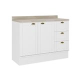 Gabinete De Cozinha Modulado Balcão Bella 2608 2 Portas E 3 Gavetas Sem Tampo 120cm Branco