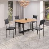 Conjunto Sala De Jantar Mesa 120x90cm Base Pérola Tampo Mdf Florença Preto