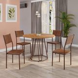 Conjunto Sala De Jantar Mesa Redonda 100cm Base Omega Tampo Mdf Florença Marrom