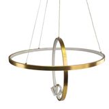 Luminaria Lustre 2 Aneis Arco Planeta Luxo Diamante Infinito Sala Quarto Design Moderno Ca