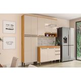 Cozinha Modulada Completa Nápoli Prime 3 Peças 1 Aéreo + Balcão + 1 Paneleiro C3p02 Amendoa Off White Ronipa