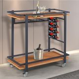 Adega/ Carrinho Espanha Base Em Aço Industrial E Tampo Em Madeira Laminado Espresso Móveis Cinamomo