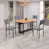 Conjunto Sala De Jantar Mesa 120cm X 90cm Base Pérola Tampo Mdf Florença Grafite / Preto Fosco