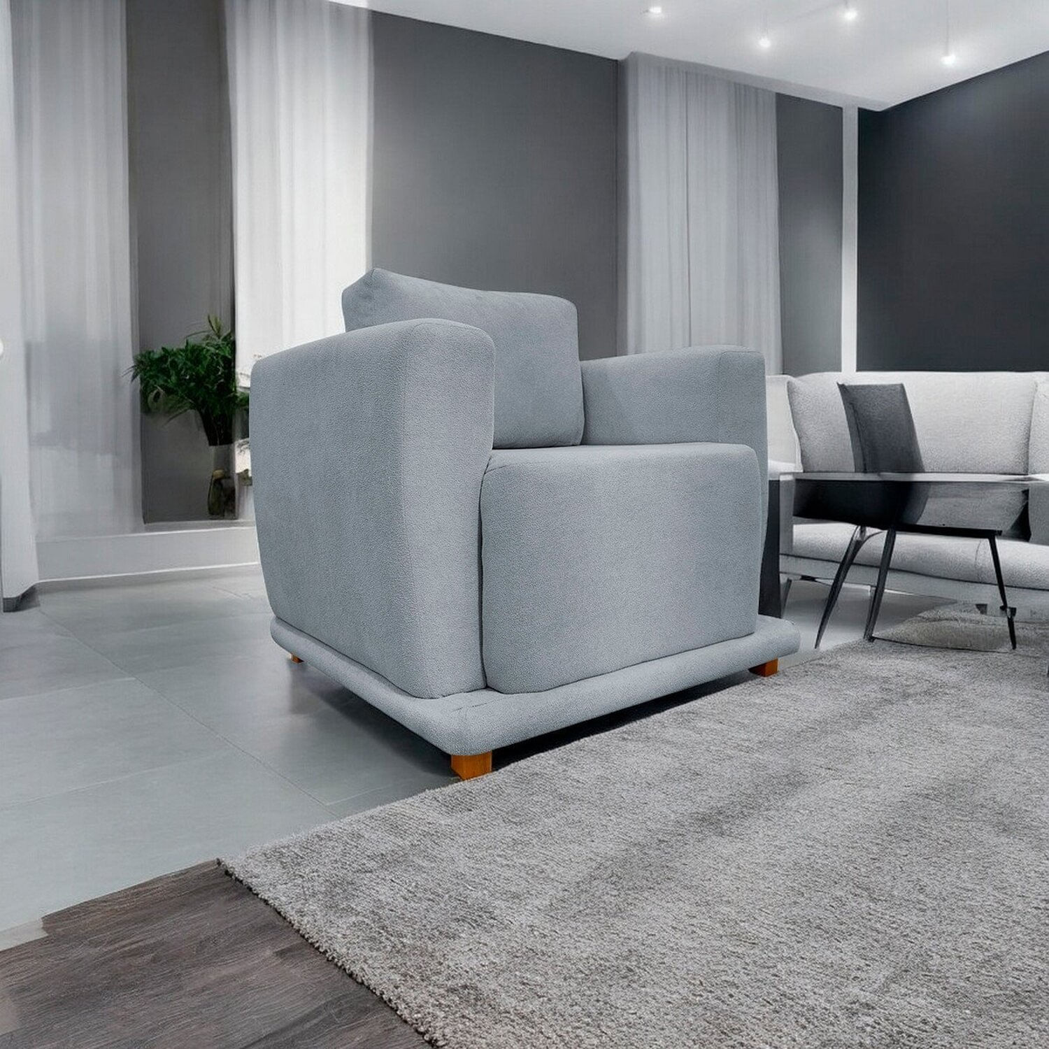 Poltrona Decorativa Bridge Premium Cinza