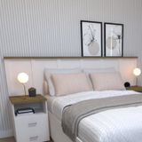 Cabeceira / Painel Para Cama De Casal Mista Yescasa Branco/carvalho Mel