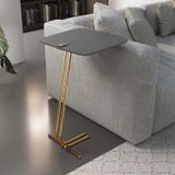 Mesa De Apoio Para Sofá Concreto Com Base Em Metal Cinza