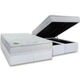 Cama Box Baú Queen: Colchão Molas Masterpocket Ensacadas Luckspuma Maxi Dream + Base Crc Courano White (158x198)