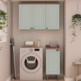 Kit Área De Serviço Com 2 Módulos Com Portas Provençais Para Lavanderia 100% Mdf Ébano/mint