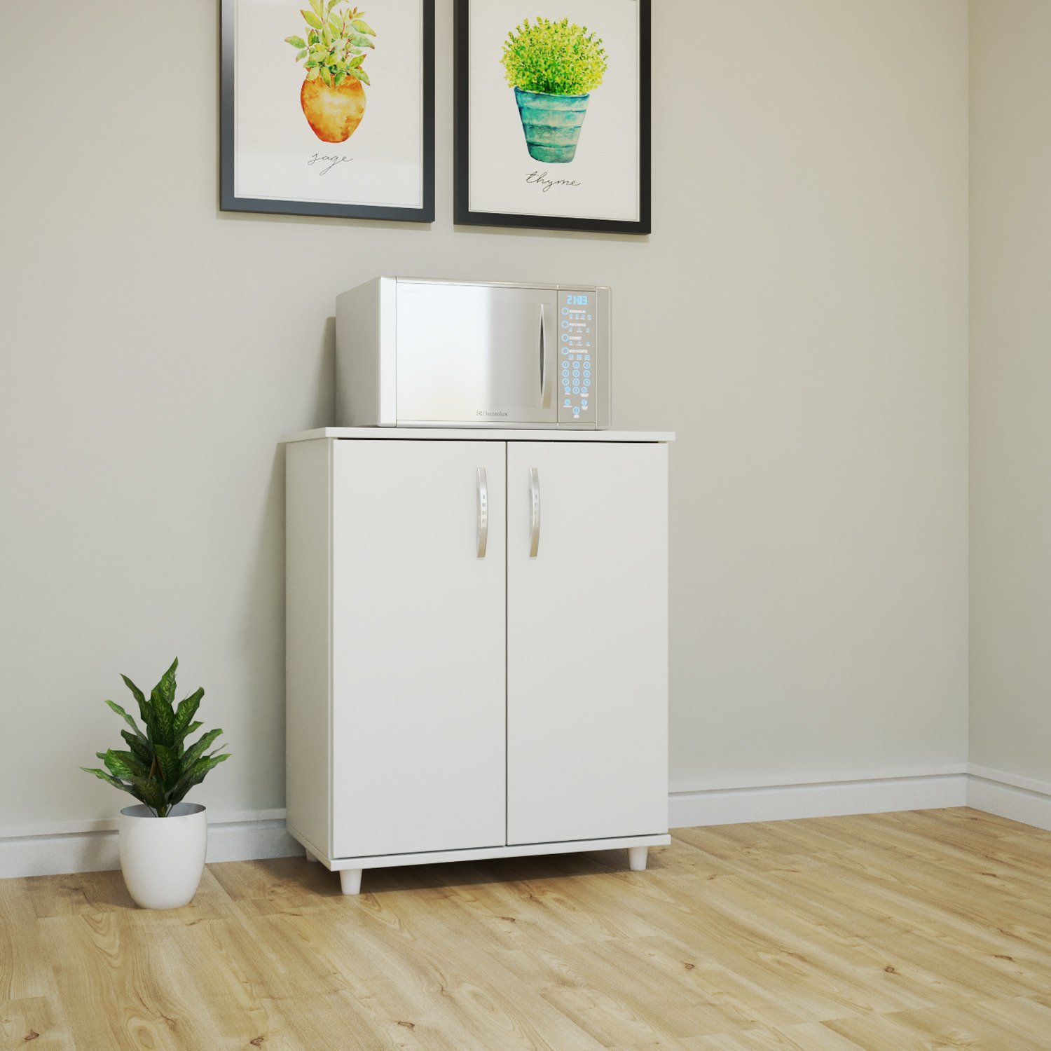 Balcão Multiuso Microondas 2 Portas Branco