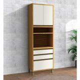Paneleiro 70cm 3 Portas E 2 Gavetas Com Espaço Para Micro-ondas 100% Mdf Barbados Espresso Móveis Amêndoa/off White