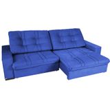 Sofá Retrátil E Reclinável 3 Lugares 230 Cm Turim Duplo Molejo Azul