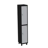 Roupeiro Em Aço Mt 1v 2 Portas - Fechadura Preto/cinza