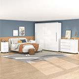 Quarto Casal Completo Roupeiro 2 Porta Cômoda 4 Gavetas 1 Porta 2 Mesa Cabeceira 3 Gavetas Branco