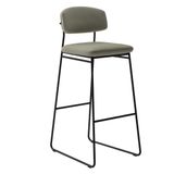 Banqueta Alta Para Bancada Sala De Jantar Encosto E Assentos Estofados Linha Jaraguá. Preto Fosco/dunas Fendi