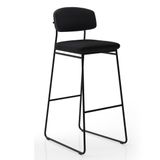 Banqueta Alta Para Bancada Sala De Jantar Encosto E Assentos Estofados Linha Jaraguá. Preto Fosco/dunas Preto