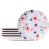 Jogo Pratos Sobremesa Lanche 6 Pçs 6 Pessoas Floratta 21cm