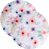 Jogo Pratos Sobremesa Lanche 10 Pessoas 10 Pçs Floratta 21cm