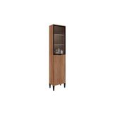 Paneleiro De Cozinha Modulado Alpha 2509 Com 2 Portas 1 Com Vidro Canelado 50cm Freijó